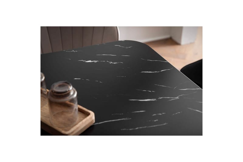 Spisebord Wohnling Moderne stil MDF med metallben med gulldetaljer Marmor, Svart, 140x80 cm - Marmor, Svart, 140x80 cm - Møbler - Bord - Spisegrupper