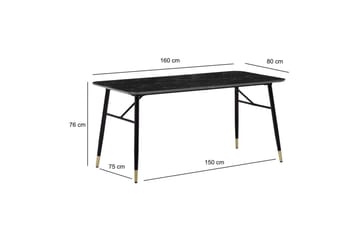 Spisebord Wohnling Moderne stil MDF med metallben med gulldetaljer Marmor, Svart, 160x80 cm - Marmor, Svart, 160x80 cm - Møbler - Bord - Spisebord & kjøkkenbord