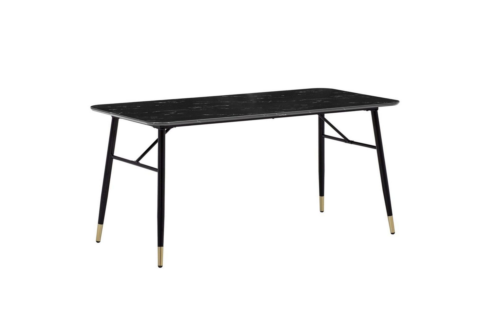 Spisebord Wohnling Moderne stil MDF med metallben med gulldetaljer Marmor, Svart, 180x90 cm - Marmor, Svart, 180x90 cm
