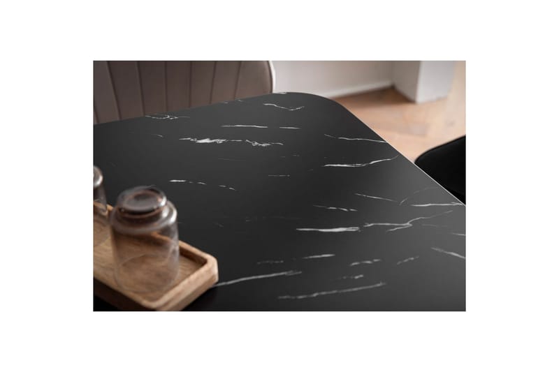 Spisebord Wohnling Moderne stil MDF med metallben med gulldetaljer Marmor, Svart, 200x90 cm - Marmor, Svart, 200x90 cm - Møbler - Bord - Spisegrupper