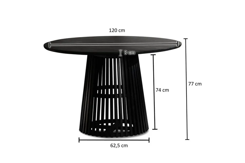 Spisebord Wohnling Rund 120 cm heltre loftstil - Møbler - Bord - Spisebord & kjøkkenbord