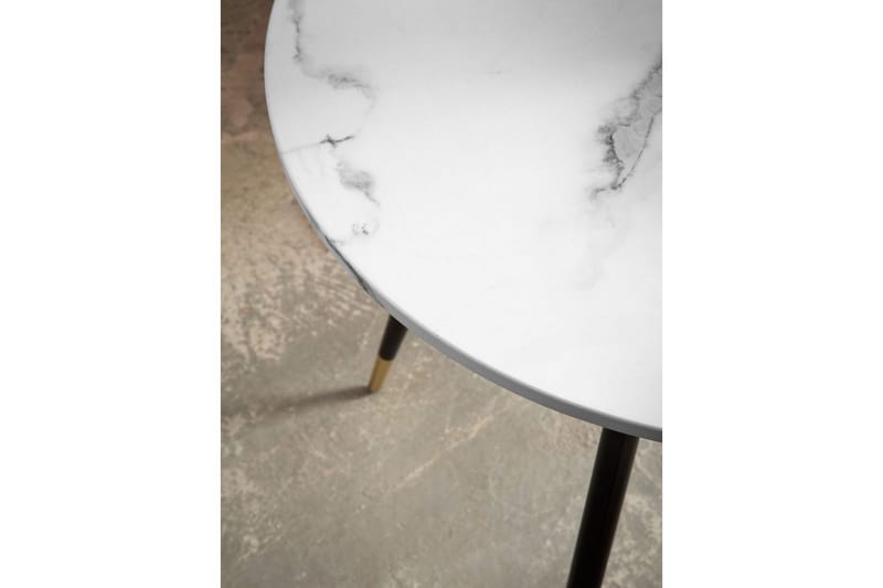 Spisebord Wohnling Rund 75 cm marmorlignende moderne med gulltippede ben Marmor, Hvit - Marmor, Hvit - Møbler - Bord - Spisegrupper