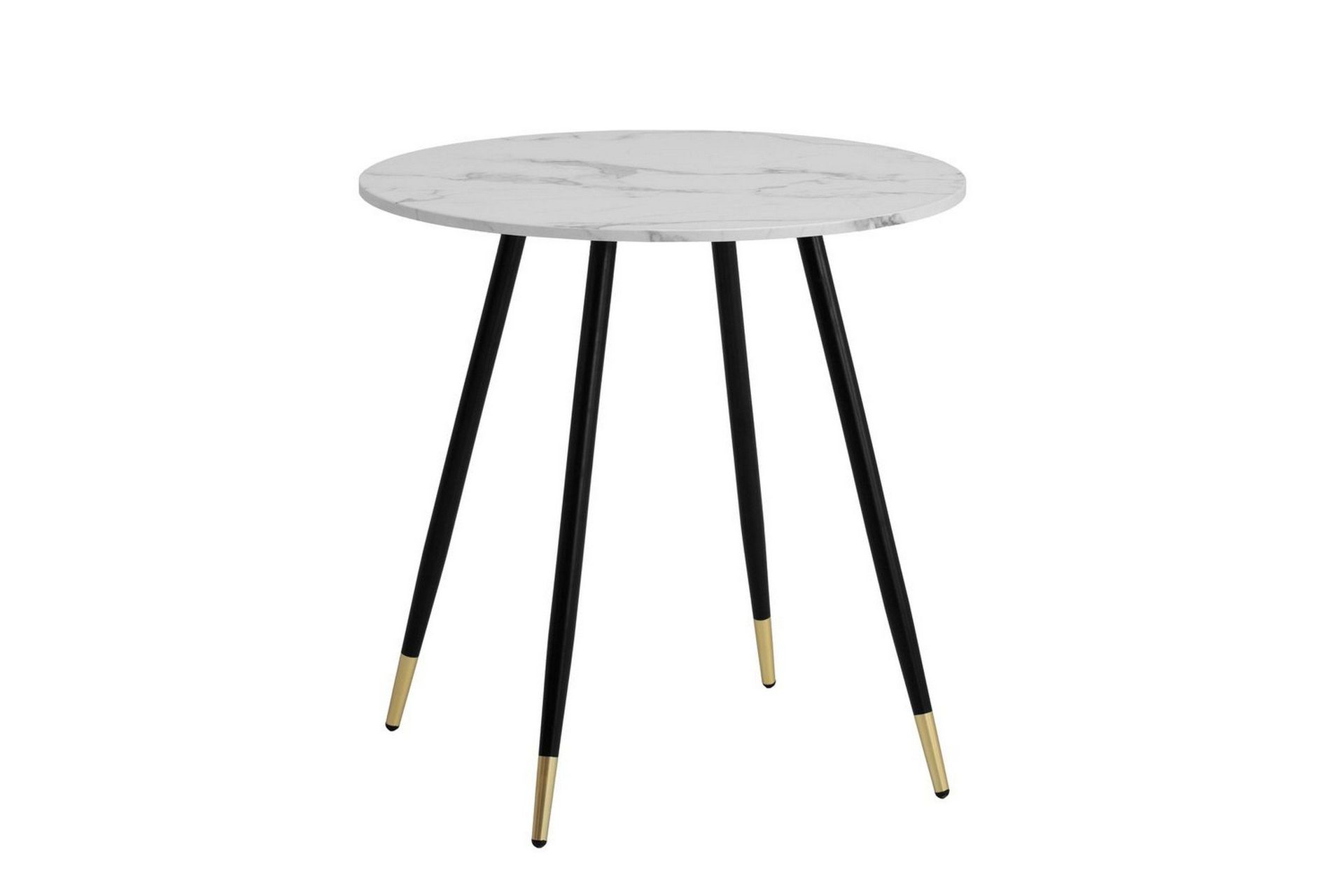 Spisebord Wohnling Rund 75 cm marmorlignende moderne med gulltippede ben Marmor, Hvit - Marmor, Hvit
