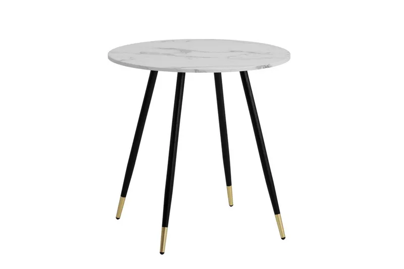 Spisebord Wohnling Rund 75 cm marmorlignende moderne med gulltippede ben Marmor, Hvit - Marmor, Hvit - Møbler - Bord - Spisebord & kjøkkenbord