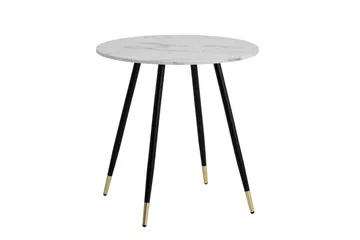 Spisebord Wohnling Rund 75 cm marmorlignende moderne med gulltippede ben Marmor, Hvit - Møbler - Bord - Spisebord & kjøkkenbord