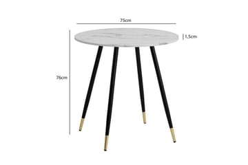 Spisebord Wohnling Rund 75 cm marmorlignende moderne med gulltippede ben Marmor, Hvit - Møbler - Bord - Spisebord & kjøkkenbord