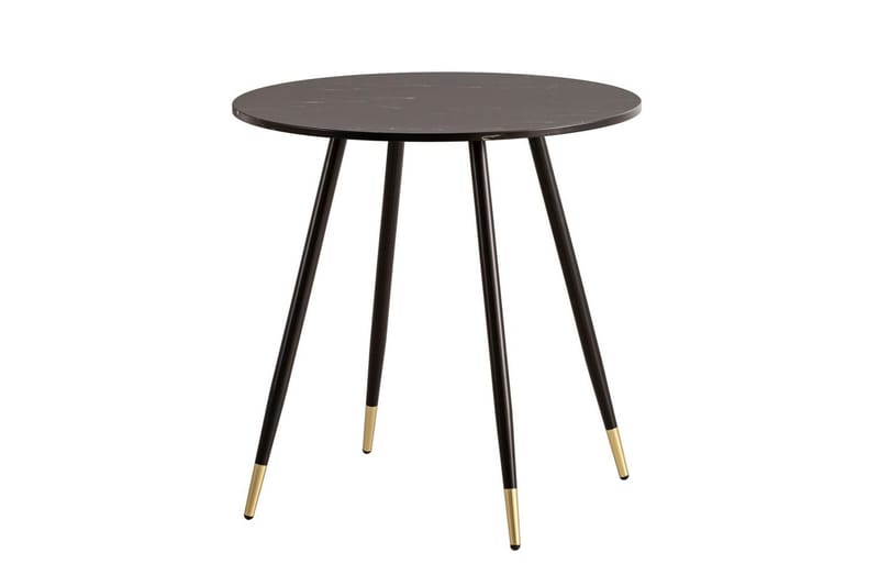 Spisebord Wohnling Rund 75 cm marmorlignende moderne med gulltippede ben Marmor, Svart - Marmor, Svart - Møbler - Bord - Spisegrupper