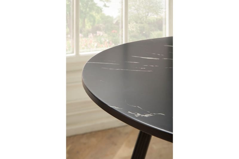 Spisebord Wohnling Rund 75 cm marmorlignende moderne med gulltippede ben Marmor, Svart - Marmor, Svart - Møbler - Bord - Spisegrupper