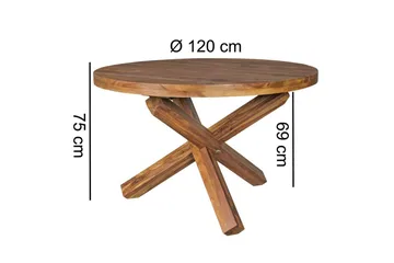 Spisebord Wohnling Rundt 120 cm massivt tre landlig stil Rosentre - Rosentre - Møbler - Bord - Spisebord & kjøkkenbord