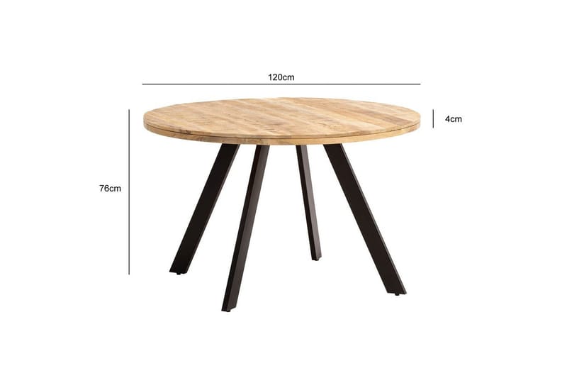 Spisebord Wohnling rundt massivt tre moderne landlig stil 120 cm - 120 cm - Møbler - Bord - Spisebord & kjøkkenbord
