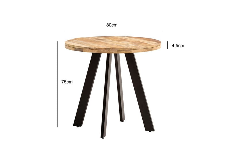 Spisebord Wohnling rundt massivt tre moderne landlig stil 80 cm - 80 cm - Møbler - Bord - Spisebord & kjøkkenbord