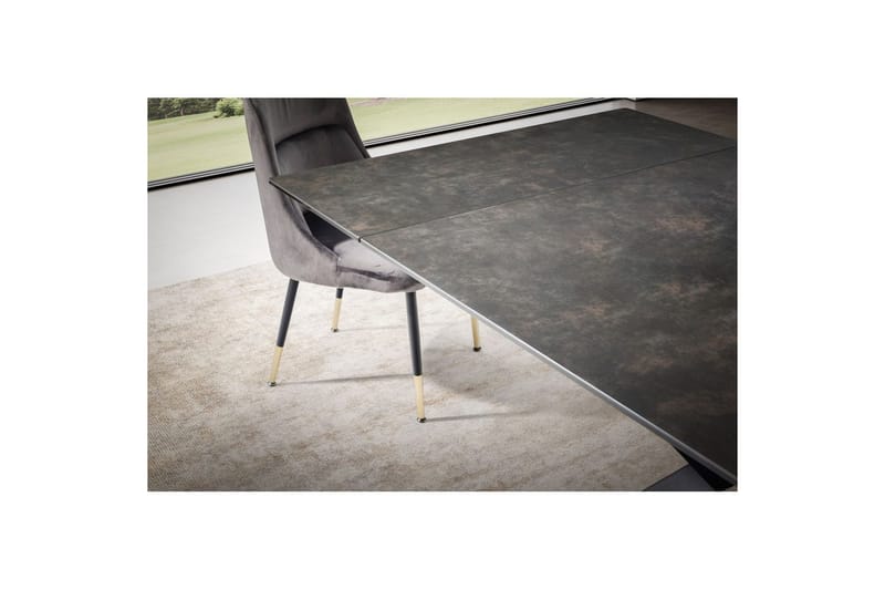 Spisebord Wohnling Uttrekkbar 180-260 cm Keramisk Fire Bein Metallramme Svart, marmor svart - Svart, marmor svart - Møbler - Bord - Spisebord & kjøkkenbord