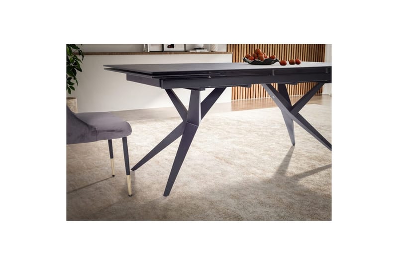 Spisebord Wohnling Uttrekkbar 180-260 cm Keramisk Fire Bein Metallramme Svart, marmor svart - Svart, marmor svart - Møbler - Bord - Spisebord & kjøkkenbord