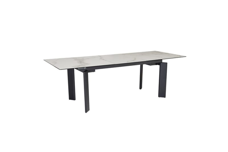Spisebord Wohnling Uttrekkbar 180-260 cm Keramisk Klassisk Fire Bein Metallramme Svart, marmor hvit - Svart, marmor hvit - Møbler - Bord - Spisegrupper