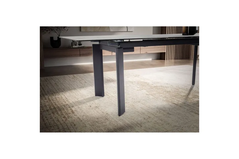 Spisebord Wohnling Uttrekkbar 180-260 cm Keramisk Klassisk Fire Bein Metallramme Svart, marmor hvit - Svart, marmor hvit - Møbler - Bord - Spisegrupper