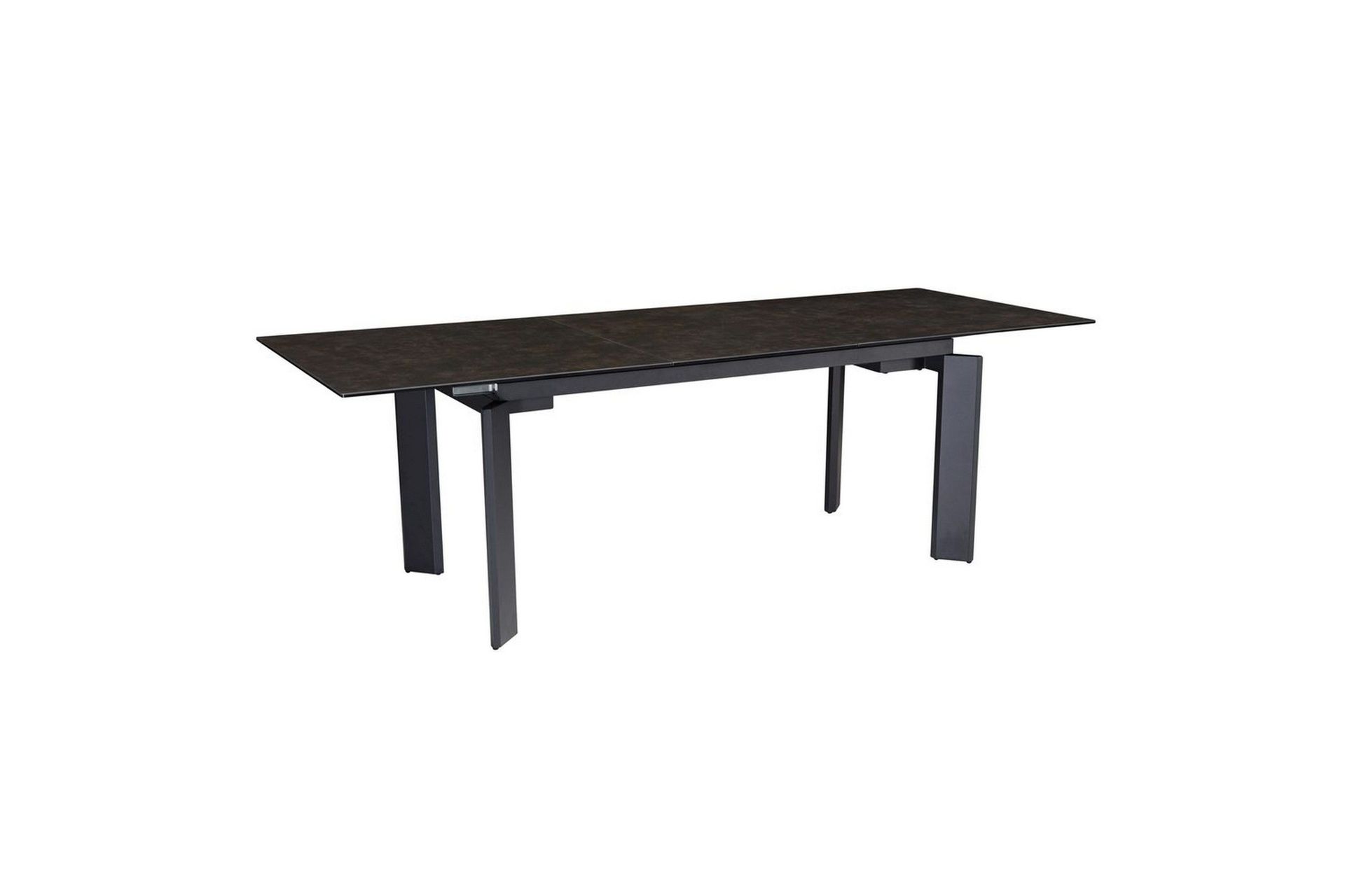 Spisebord Wohnling Uttrekkbar 180-260 cm Keramisk Klassisk Fire Bein Metallramme Svart, marmor svart - Svart, marmor svart