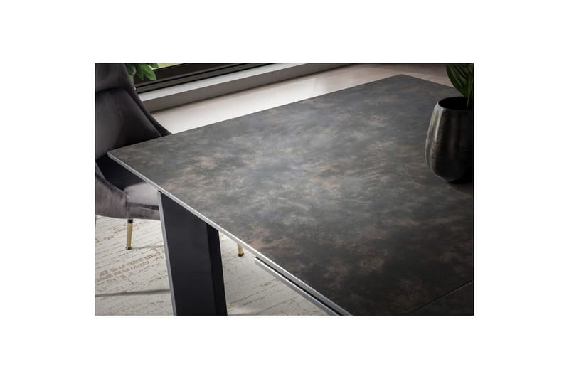 Spisebord Wohnling Uttrekkbar 180-260 cm Keramisk Klassisk Fire Bein Metallramme Svart, marmor svart - Svart, marmor svart - Møbler - Bord - Spisegrupper