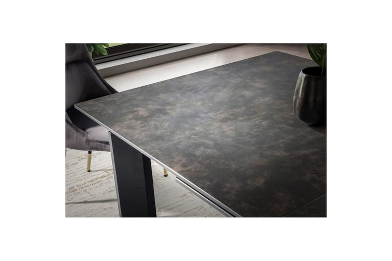 Spisebord Wohnling Uttrekkbar 180-260 cm Keramisk Klassisk Fire Bein Metallramme Svart, marmor svart - Svart, marmor svart - Møbler - Bord - Spisegrupper