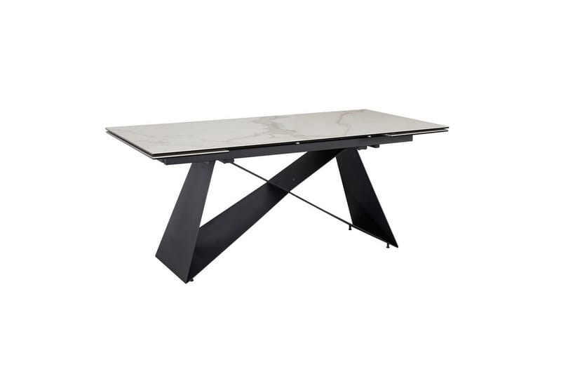 Spisebord Wohnling Uttrekkbar 180-260 cm Keramisk Moderne Z-ramme Design Svart, marmor hvit - Svart, marmor hvit - Møbler - Bord - Spisebord & kjøkkenbord