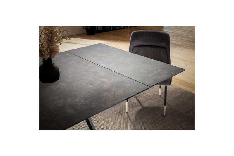 Spisebord Wohnling Uttrekkbar 180-260 cm Keramisk Skråstilte Metall Haarnål Bordben Svart, marmor svart - Svart, marmor svart - Møbler - Bord - Spisebord & kjøkkenbord