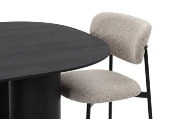 Spisegruppe Bark Juno Svart Greige Bouclé - Svartbeiset eik - Møbler - Bord - Spisegrupper