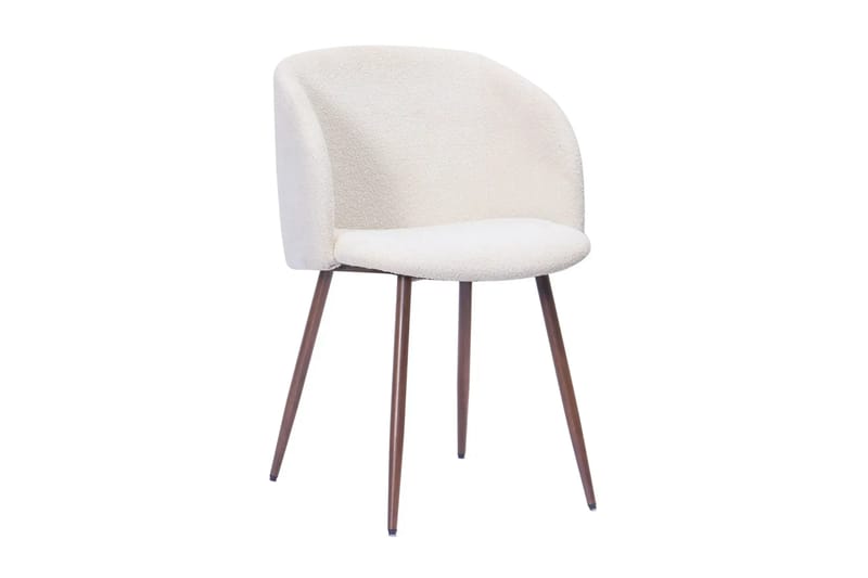 Spisegruppe Bark Kopparbo 110 cm Valnøtt Hvit bouclé/Metallben valnøtt Rund 4 - Møbler - Bord - Spisegrupper