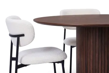 Spisegruppe Bark Kopparbo 180 cm Valnøtt Hvit bouclé/metallben svart Rund 8 - Møbler - Bord - Spisegrupper