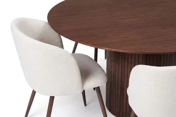 Spisegruppe Bark Kopparbo 180 cm Valnøtt Hvit bouclé/Metallben valnøtt Rund 8 - Valnøtt - Møbler - Bord - Spisegrupper