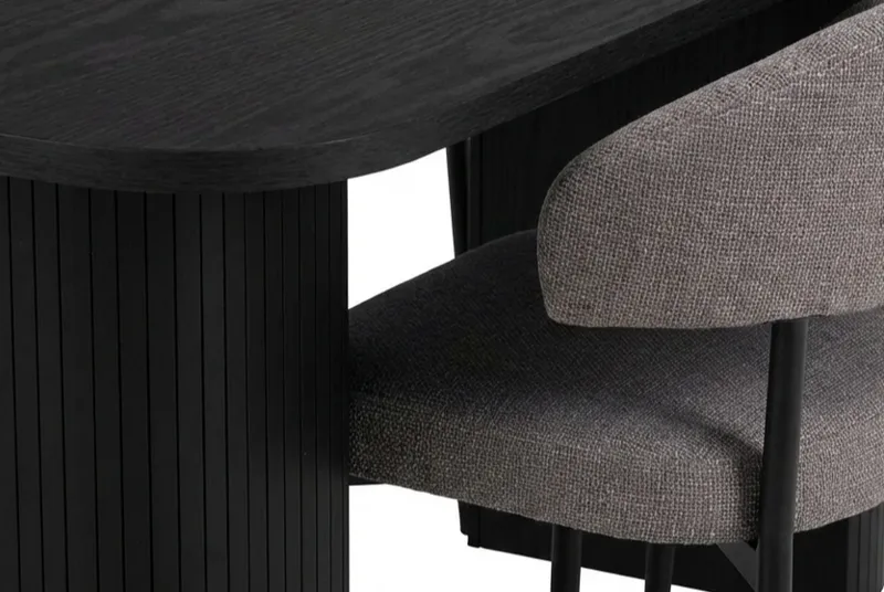 Spisegruppe Bark Kopparbo spisebord 200 cm med 6 Sawako Greige stoler Svart|Greige - Møbler - Bord - Spisegrupper