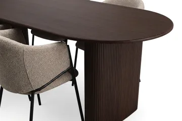 Spisegruppe Bark Noira 220 cm Røkt eik Taupe bouclé 6 - Røkt eik - Møbler - Bord - Spisegrupper