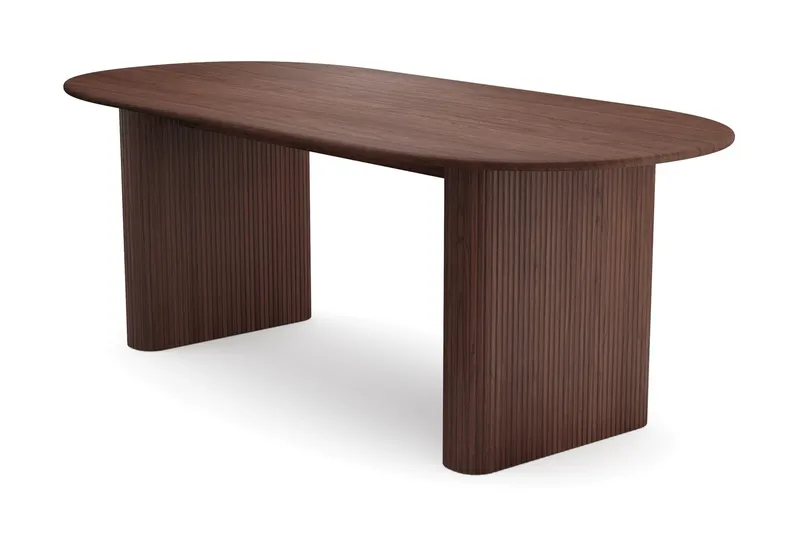 Spisegruppe Bark Noira 220 cm Valnøtt Hvit bouclé/metalben valnøtt 6 - Valnøtt - Møbler - Bord - Spisegrupper