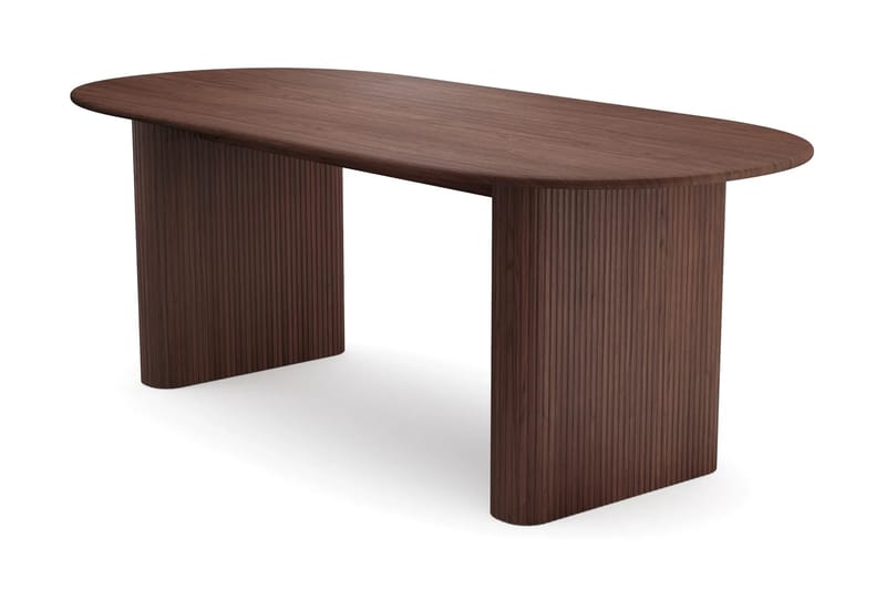 Spisegruppe Bark Noira 220 cm Valnøtt Hvit bouclé/Metallben Svart 6 - Møbler - Bord - Spisegrupper