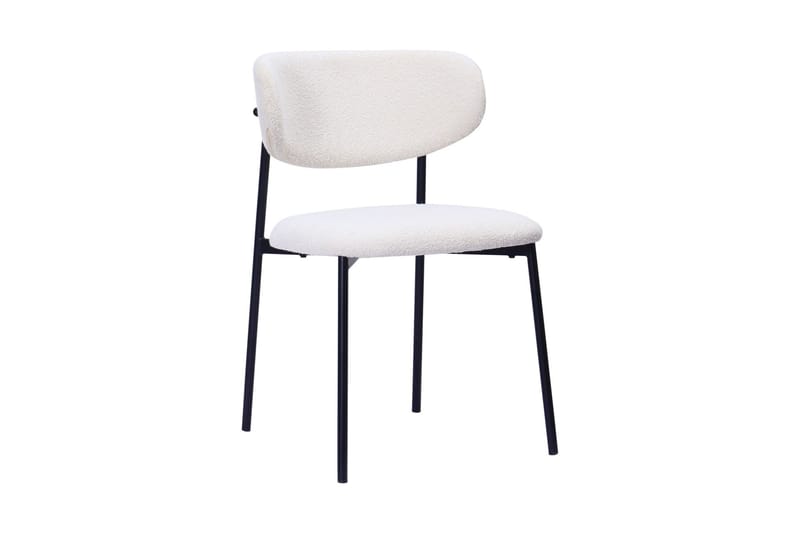 Spisegruppe Bark Noira 220 cm Valnøtt Hvit bouclé/Metallben Svart 6 - Møbler - Bord - Spisegrupper