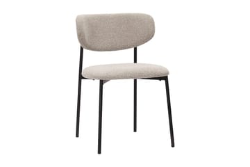 Spisegruppe Bark Peyra 120–220 cm Røkt eik Greige bouclé/metallben svart - Møbler - Bord - Spisegrupper