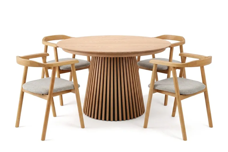 Spisegruppe Bark Peyra 120-220 cm Eik Eik/Beige, Eik
