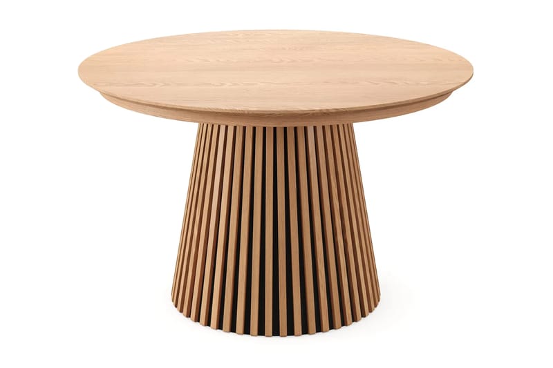 Spisegruppe Bark Peyra 120-220 cm Eik Hvit bouclé/Metallben brun - Møbler - Bord - Spisegrupper