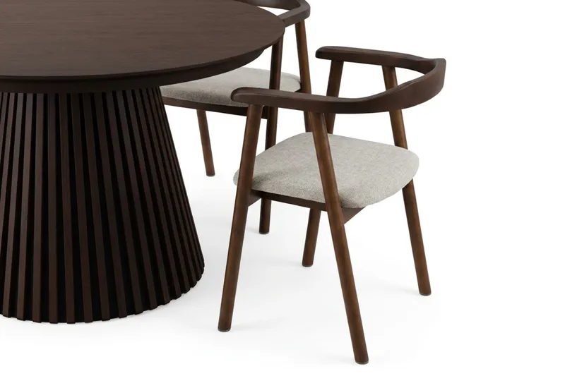 Spisegruppe Bark Peyra 120-220 cm Røkt eik Røkt eik/Beige - Røkt eik - Møbler - Bord - Spisegrupper
