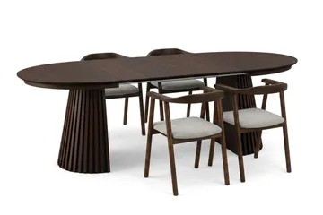 Spisegruppe Bark Peyra 120-220 cm Røkt eik Røkt eik/Beige - Røkt eik - Møbler - Bord - Spisegrupper