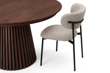 Spisegruppe Bark Peyra 120–220 cm Valnøtt Greige bouclé/metallben svart - Møbler - Bord - Spisegrupper