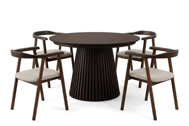 Spisegruppe Bark Peyra 120-220 cm Røkt eik Røkt eik/Beige, Røkt eik