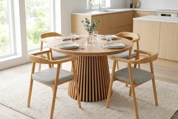Spisegruppe Bark Peyra 120-220 cm Eik Eik/Beige - Eik - Møbler - Bord - Spisegrupper