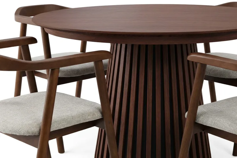Spisegruppe Bark Peyra 120-220 cm Valnøtt Valnøtt/Beige - Møbler - Bord - Spisegrupper