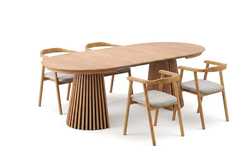 Spisegruppe Bark Peyra 120-220 cm Eik Eik/Beige - Eik - Møbler - Bord - Spisegrupper