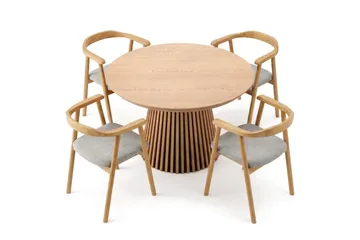 Spisegruppe Bark Peyra 120-220 cm Eik Eik/Beige - Eik - Møbler - Bord - Spisegrupper