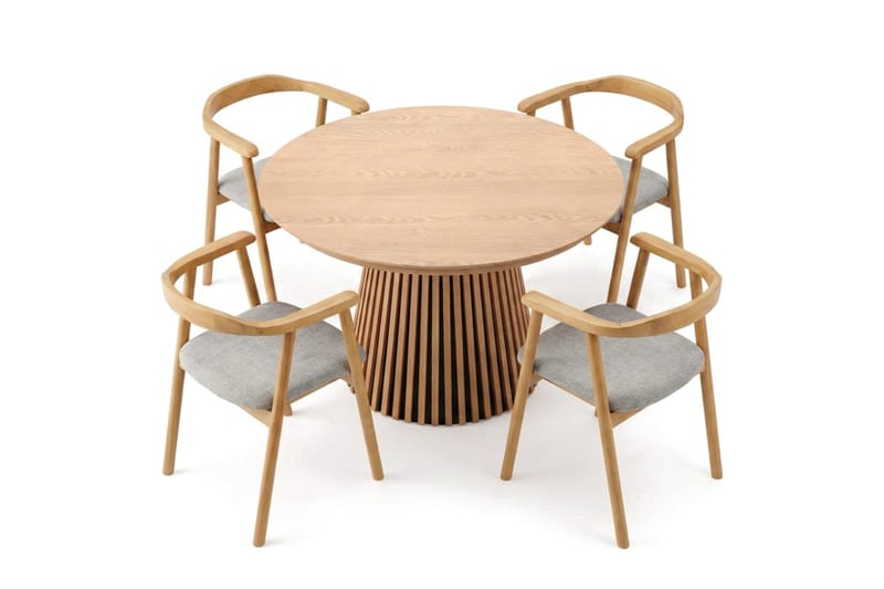 Spisegruppe Bark Peyra 120-220 cm Eik Eik/Beige - Eik - Møbler - Bord - Spisegrupper