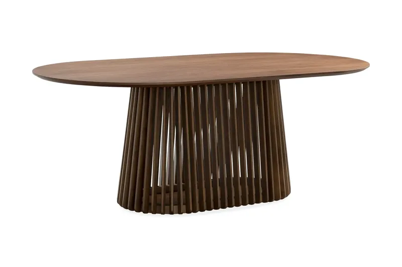 Spisegruppe Bark Peyra ovalt spisebord 200 cm mørkebrunt med 6 Reciclar spisestoler Valnøtt|Greige - Møbler - Bord - Spisegrupper