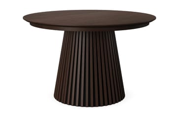Spisegruppe Bark Peyra 120–220 cm Røkt eik Greige bouclé/metallben svart - Møbler - Bord - Spisegrupper