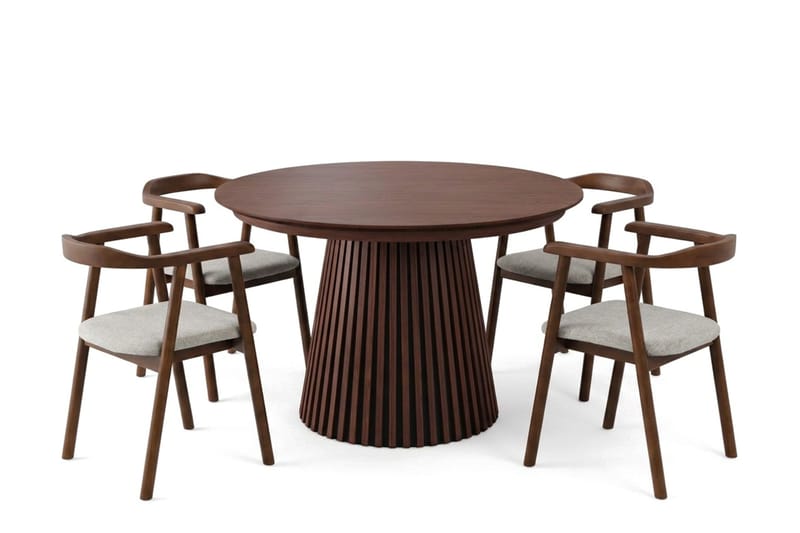 Spisegruppe Bark Peyra 120-220 cm Valnøtt Valnøtt/Beige, undefined
