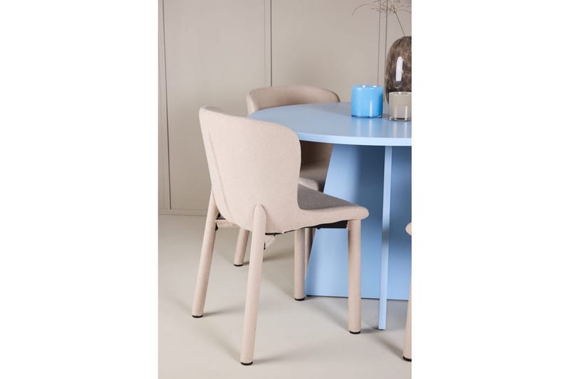 Spisegruppe Bootcut rundt 110 cm babyblå med 4 stk. Astoria stoler Beige - Beige - Møbler - Bord - Spisegrupper