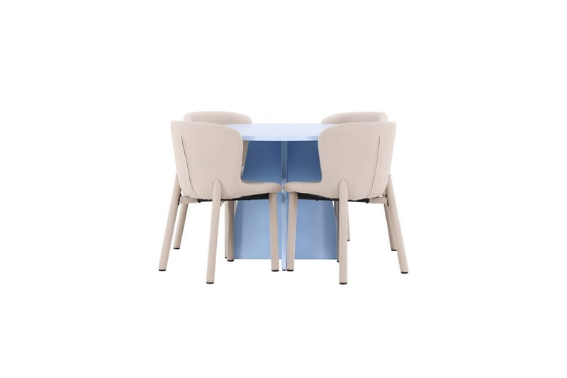 Spisegruppe Bootcut rundt 110 cm babyblå med 4 stk. Astoria stoler Beige, Beige